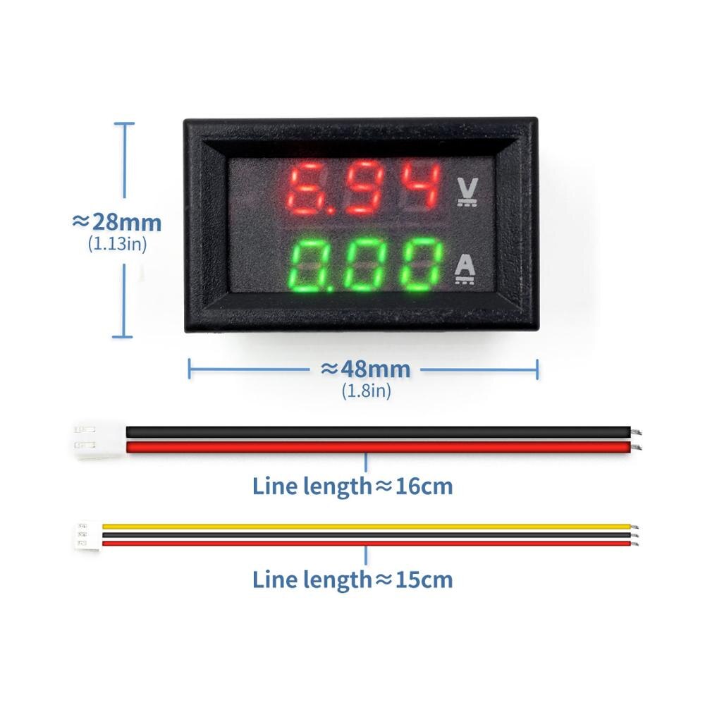 Mini Digital Voltmeter Ammeter DC 100V 10A Panel Amp Volt Voltage Current Meter Tester 0.28" Blue Red Dual LED Display