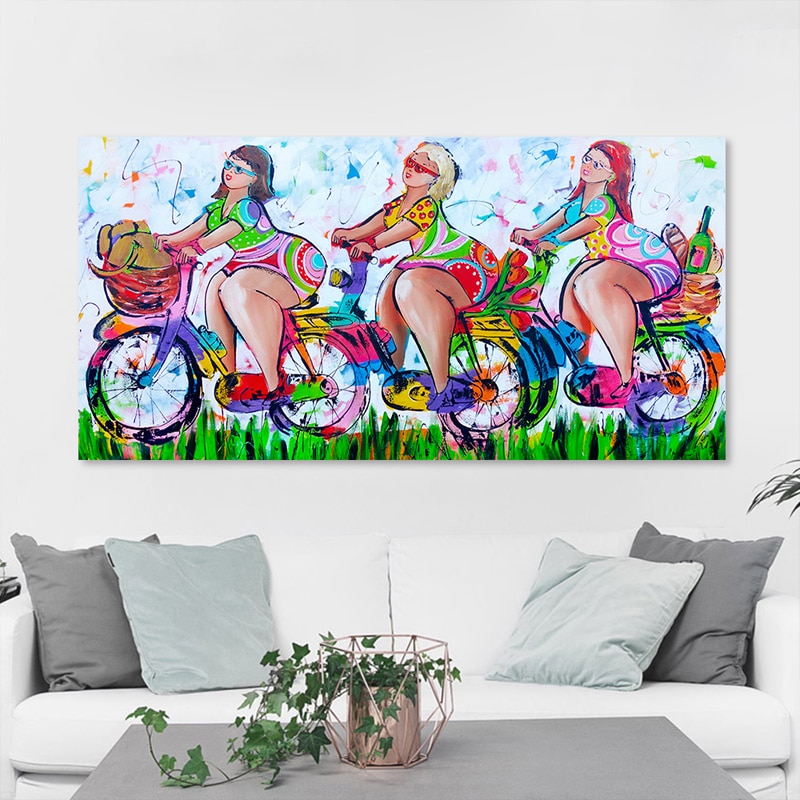 5d diy diamond painting cross stitch fat lady on bike full Square drill Diamond Embroidery canvas painting wedding FG1437