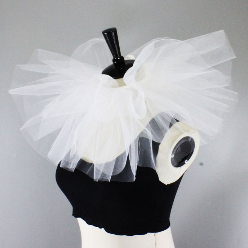 Vintage maille cou Ruff Tulle à volants col Renaissance Halloween Cosplay tour de cou X7YA