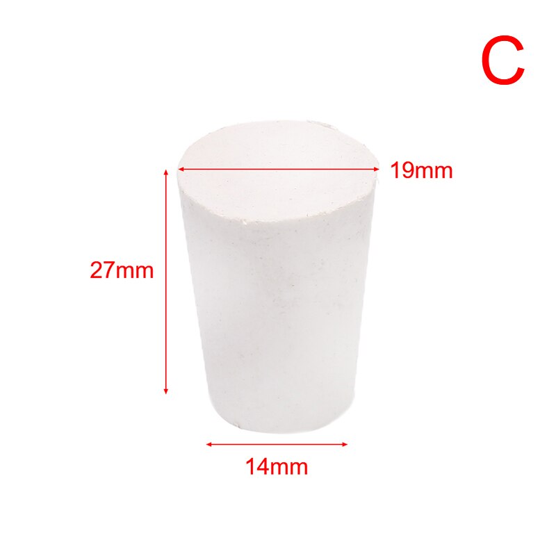 Juego de tapones de goma maciza para laboratorio, tapón de Color blanco, tapón de botella cónica, tapa sellada de tubo resistente al álcali, 5 o 10 Uds.: C