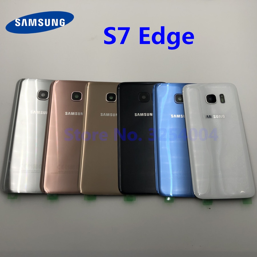 Para Samsung Galaxy S7 Edge G935 S7 G930 batería cubierta trasera carcasa de repuesto piezas de reparación + Marco de lente de cristal de la cámara del oído