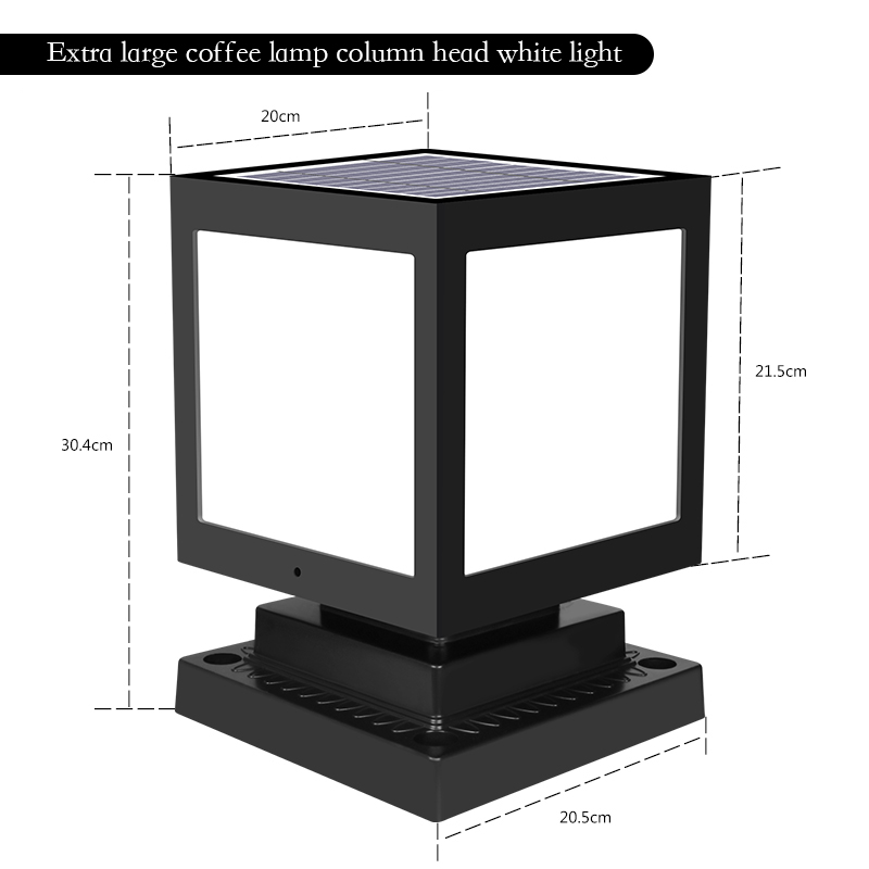 LED Solar Column Headlight Solar Powered Pillar Lamp Outdoor Waterproof Wall Light for Villa Courtyard Landscape Garden Decor: D cool white