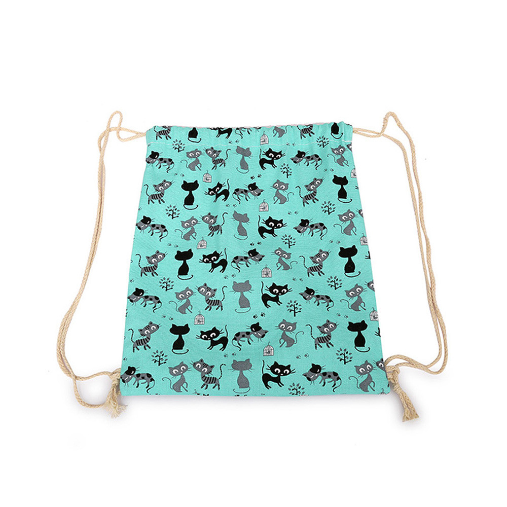 Vrouwen Mannen Trekkoord Rugzak Canvas Opknoping Zak Sport Beach Travel Opbergtas Outdoor Rugzak Pouch Pocket Bag Worek Plecak: Blue 