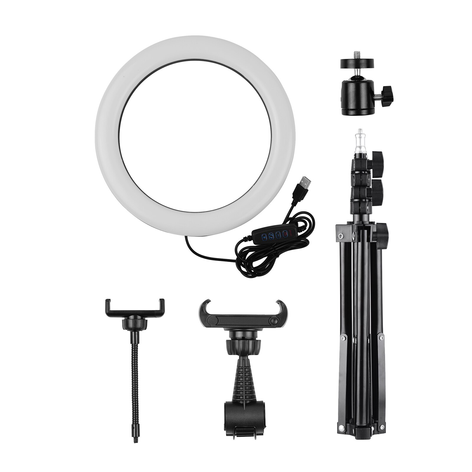 10 Inch LED Ring Light 3 Lighting Modes 10 Levels Brightness USB Powered for Live Video Recording Selfie Makeup LED Ring Light: 120cm Light Stand