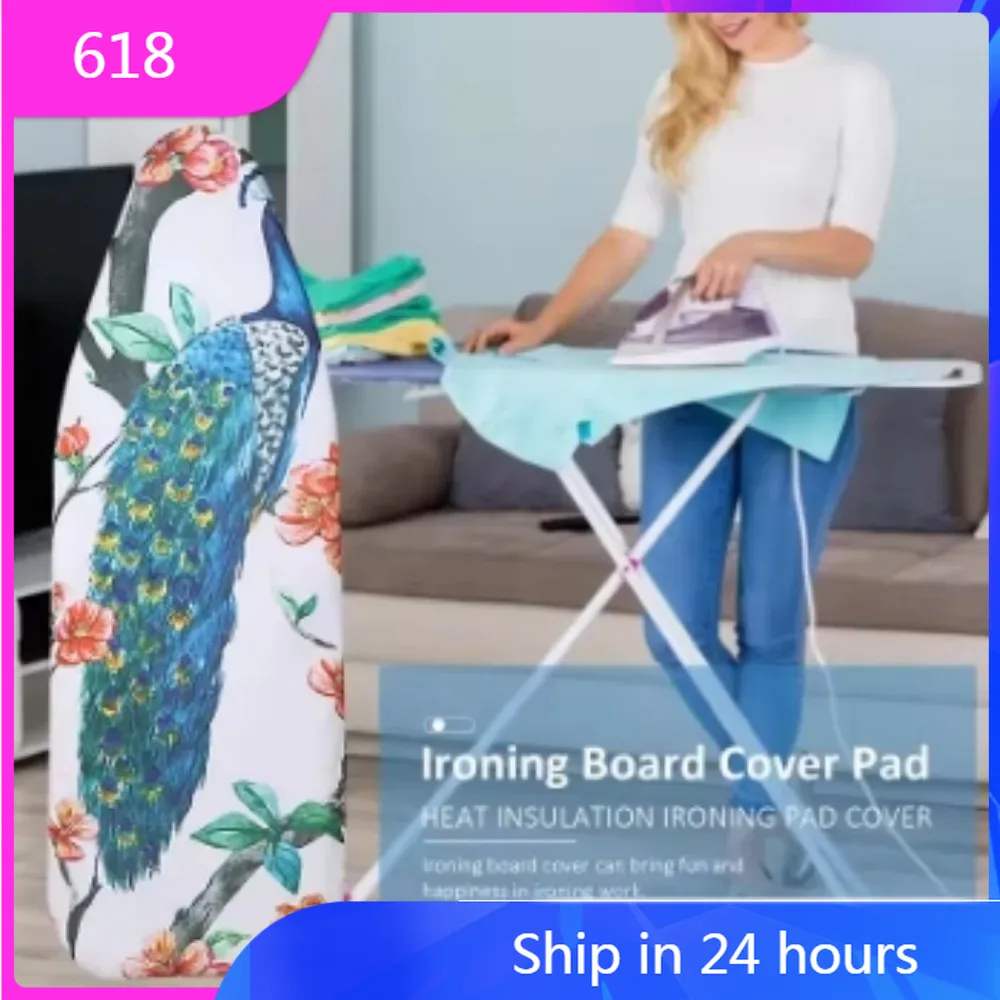 Funda de repuesto para tabla de planchar de lona con estampado de flores de flamenco, lavable, antideslizante, aislante térmico, Protector para mesa, 140x50 cm