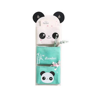 panda mønster vegghengt garderobe arrangør mangfoldig oppbevaringspose smykker hengende veggpose heng kosmetikk leker arrangør: En