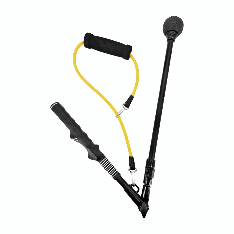 Folding Golf Swing Trainer Stick Posture Corrector Practice Swing Training Aids Upgrade with Rubber Rope Strength Exercises: Black