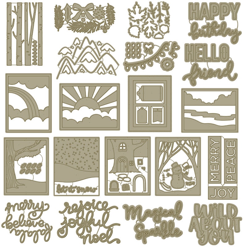 Rectangle Frames Scenes Rainbow Words Phrases Metal Cutting Dies Pond Stencil DIY Card Crafts Scrapbooking Template dies