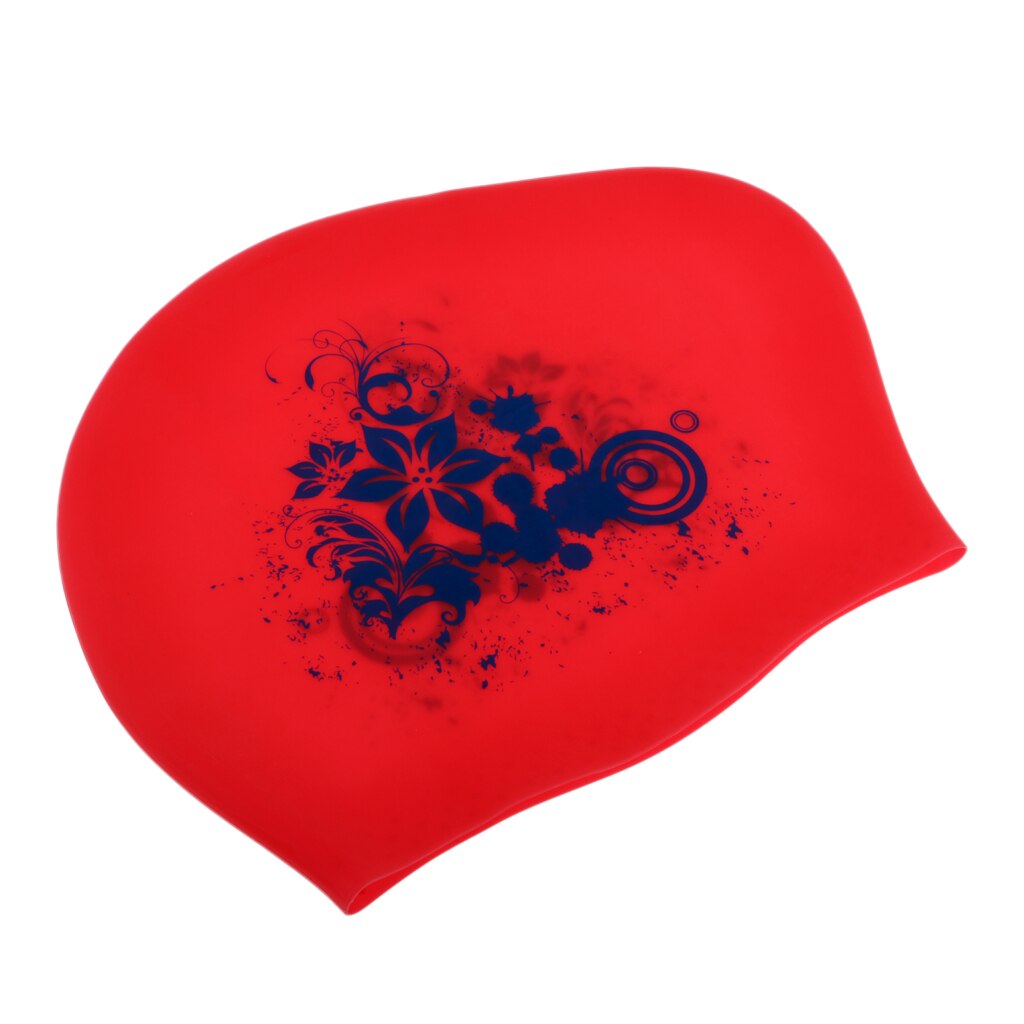 Elastic Silicone Long Hair Swimming Swimming Pool Hat for Swimmers with Long Thick Curly Hair for Women Girls Men: Red