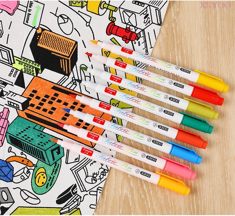12/24 Kleuren Stof Verf T-shirt Brush Marker Pigment Waterdichte Inkt Marker Voor Textiel Ideaal Kleding Accessoires Diy Schilderen