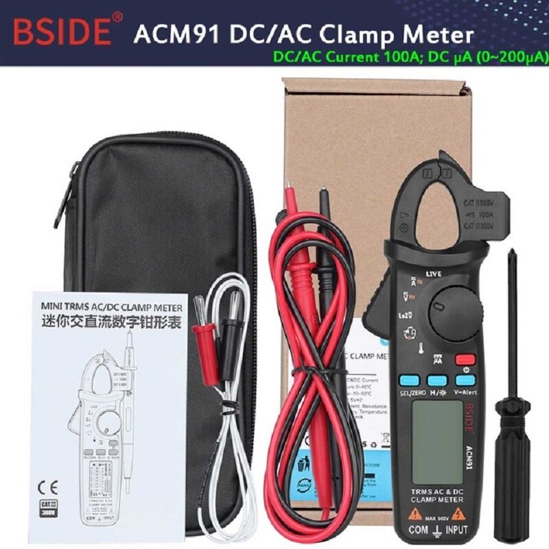 Voltage Clamp Meter Pocket Digital Clamp Meter Multimeter ACM91 DC AC Current Accurate 1mA Ammeter Temp Tester#: 7
