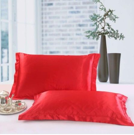 1pc ren emulering silke satin pudebetræk enkelt pudebetræk flerfarvet 48*74cm: Rød