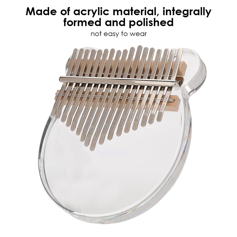 Kalimba met 17 toetsen, acryl duimpiano, transparante duimpiano met stemapparaat, hamertoetsinstrument