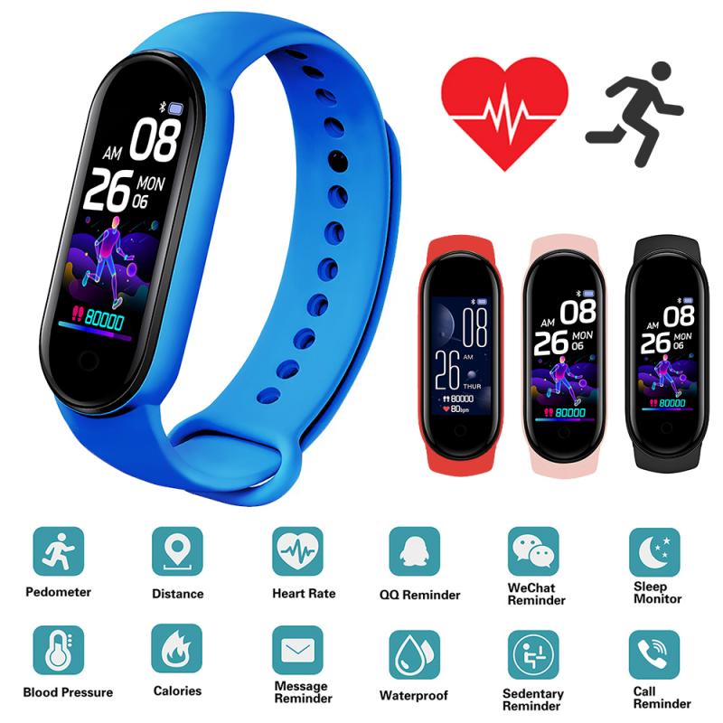 Smart Sport Band Fitness Tracker Pedometer Heart Rate Blood Pressure Monitor Bluetooth Smartband Bracelets Portable Fitness M5