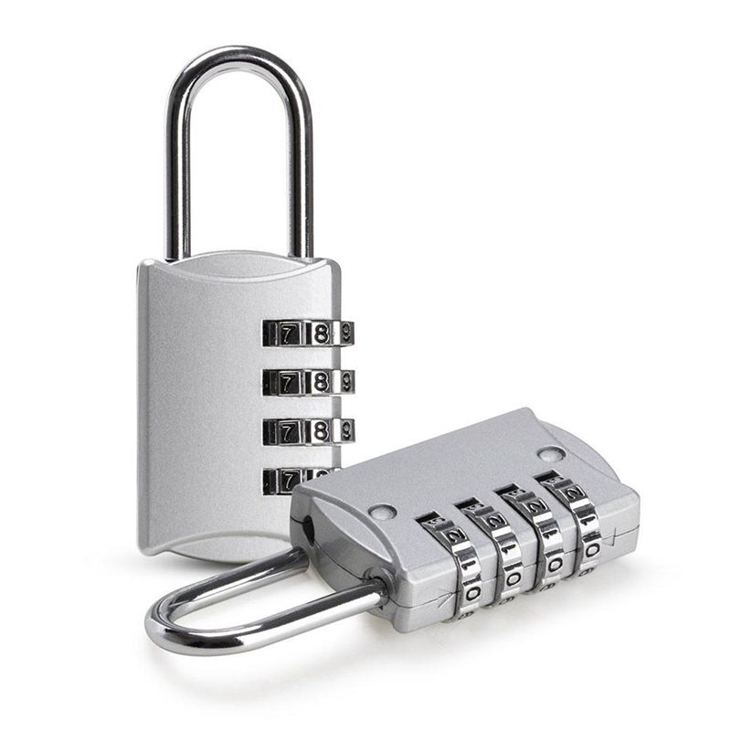 2 Pcs Padlock Code 4 Digit Security Anti-theft Zinc Alloy perfect for Locker, Travel Case Etc-Silver Gate