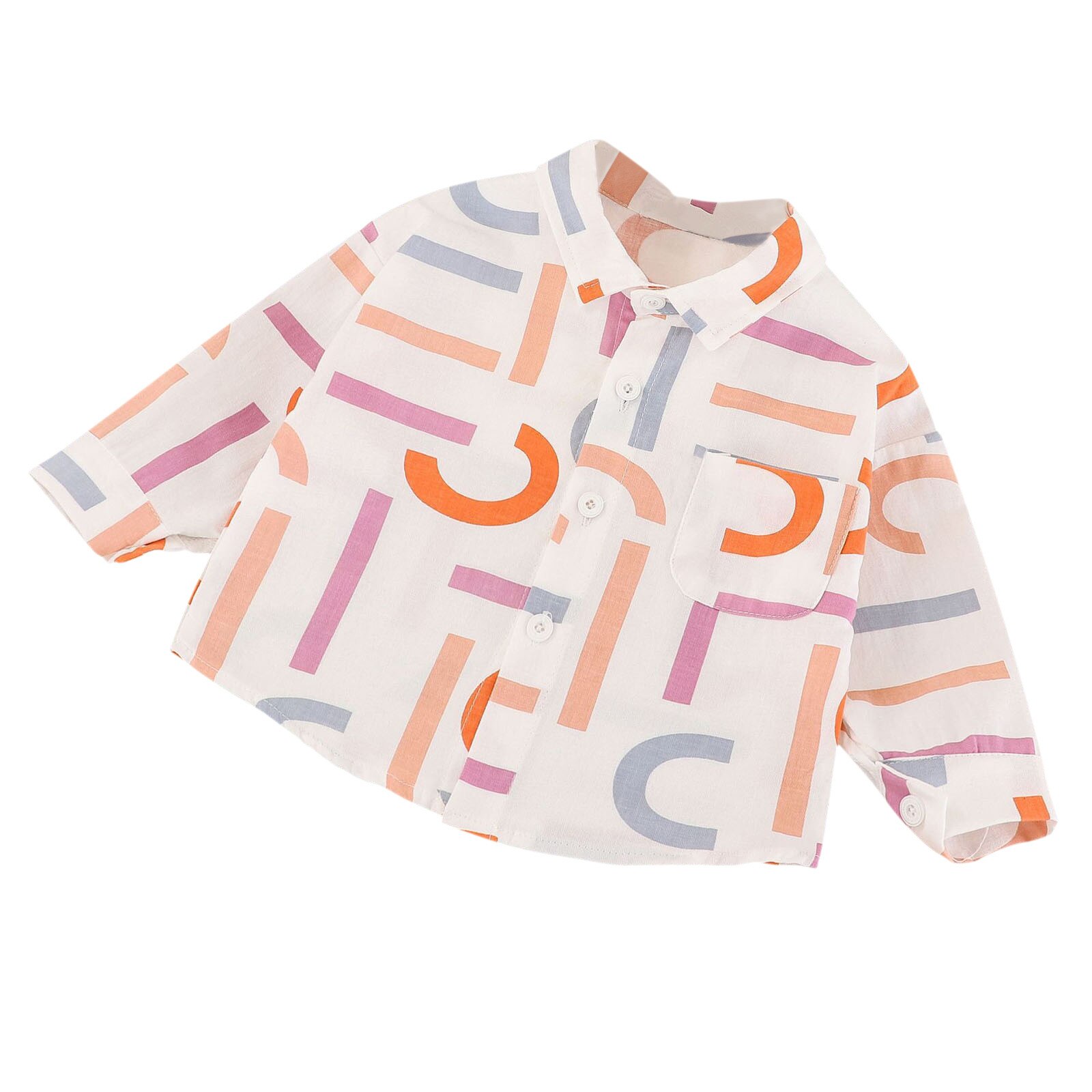 Peuter Baby Jongens Lange Mouwen Brief Print Tops Shirt Blouse Kleding Herfst Kids Jongens Casual Shirt Blouses Kind Outfits: Oranje / 12m