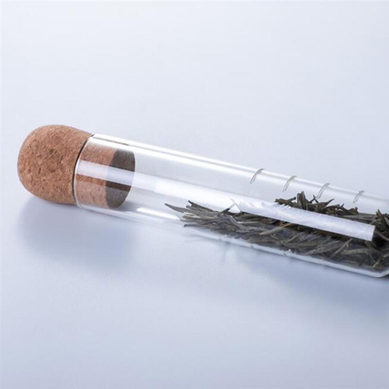 Botella de vidrio de corcho transparente para té, Mini botella vacía, Infusor de té, tubo de filtro de prueba de elaboración, accesorios de té