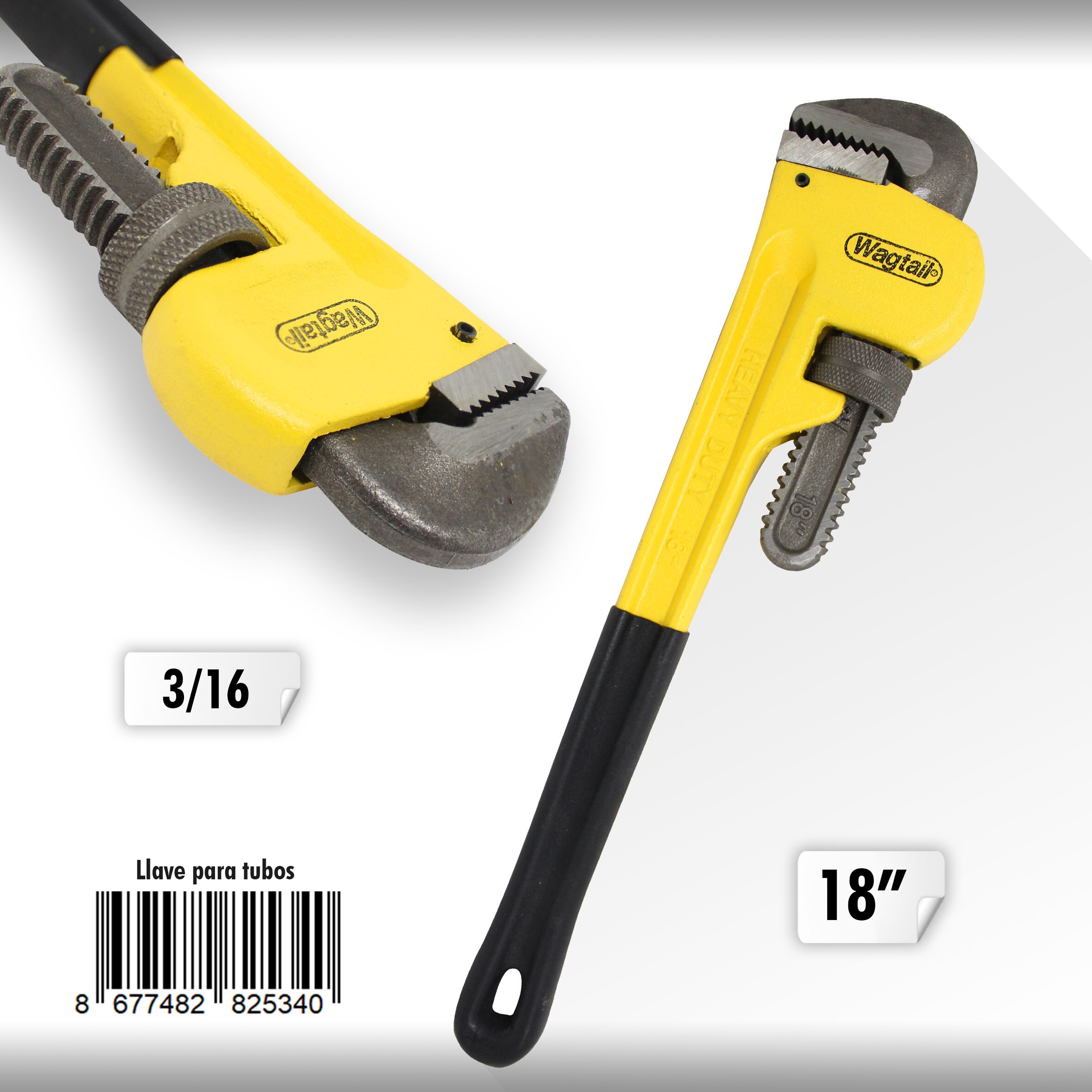 Wagtail-Llave para tubos, llave Stilson, llave grifa ajustable para apretar y aflojar