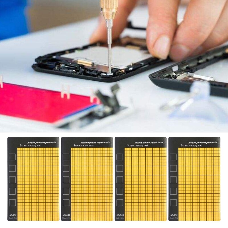 Alfombrilla de memoria magnética con tornillo, almohadilla de trabajo para herramientas de reparación de teléfonos móviles, 4 Uds.