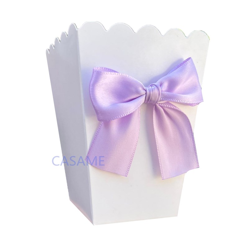 6 stuks popcorndozen met striklint papieren zak gunsten doos baby shower verjaardagsfeestje traktatie gunsten tafelbenodigdheden bruiloft: Licht Geel