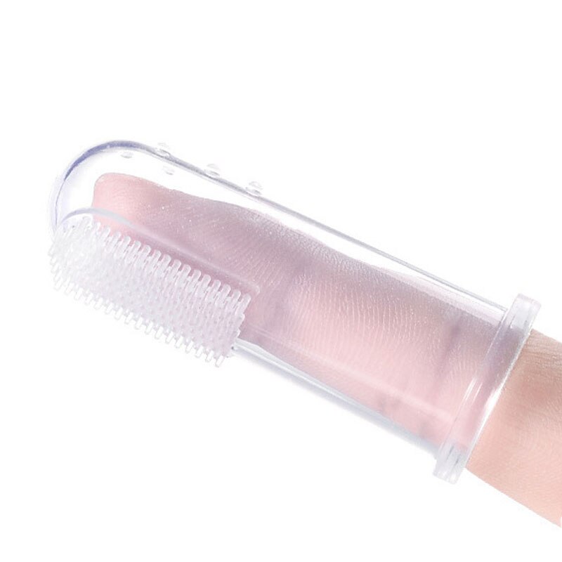 1Pcs Baby Vinger Tandenborstel + Box Tanden Schoon Beschermende Borstel Food Grade Siliconen Pasgeboren Massage Brush Dental Care items