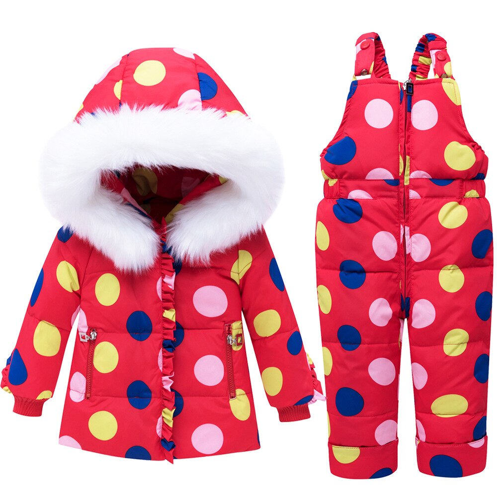 Baby Winter Uitloper Jas Jongens En Meisjes Echte Bontkraag Jas Baby Baby Bandjes Twee Stukken Sneeuw Sets