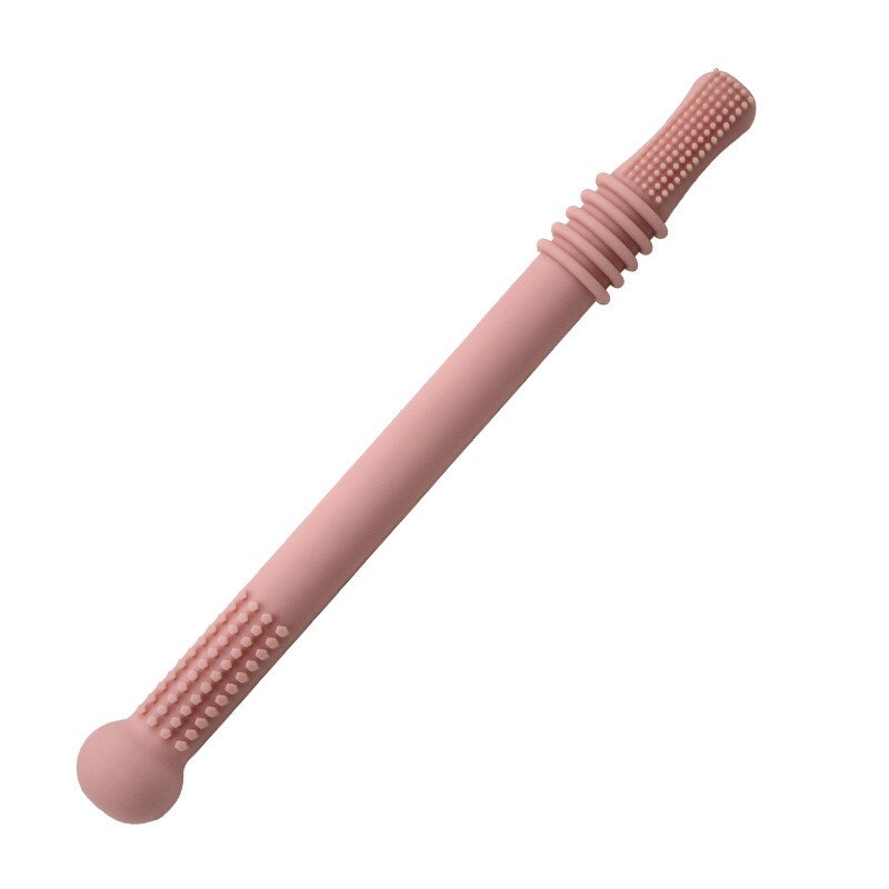 1 pz molari massaggiagengive giocattoli sicuri Toddle dentizione paglia Silicone masticare cura dentale spazzolino regalo madre forniture per bambini: Pink