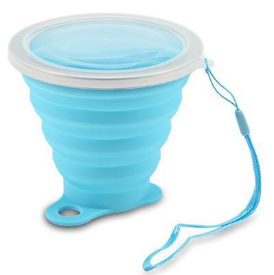 Opvouwbare bekers 270ml bpa-vrije waterbekers van voedingskwaliteit, reisbeker van siliconen, intrekbaar, gekleurd en draagbaar, voor buitengebruik, koffiebeker: Blauw