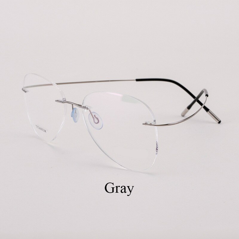 Bclear Titanium Randloze Brillen Optische Glazen Frame Mannen En Vrouwen Eyewear Lichtgewicht Flexibele Spektakel: Lichtgrijs
