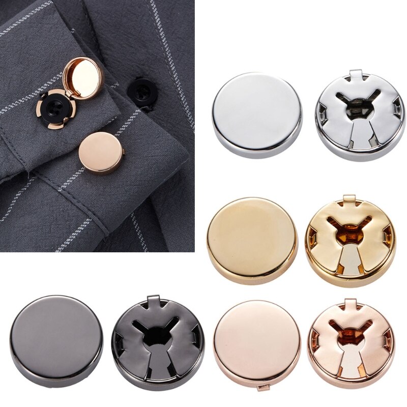 1 Paar Messing Ronde Manchet Knop Cover Manchetknopen Voor Wedding Formele Shirt Mannen Formele Button Covers Imitatie Manchet links