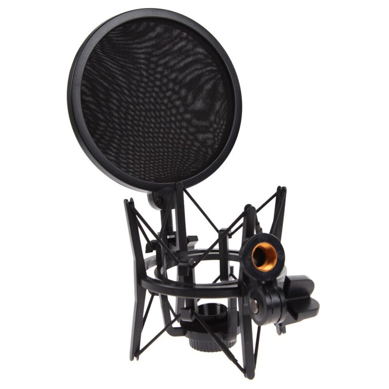 Microphone Mic Shock Mount with Shield Articulating Head Holder Stand Bracket for Studio Broadcast: Default Title