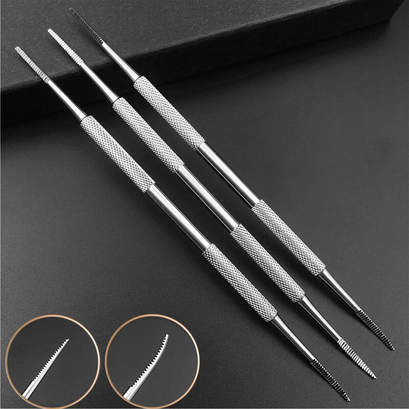 Rvs Tick Een Maker Nagel Groove Ingegroeide Teennagels Cleaning Tools Correctie Nail Dubbele Hoofd Tand Pick Reparatie Nagelvijl