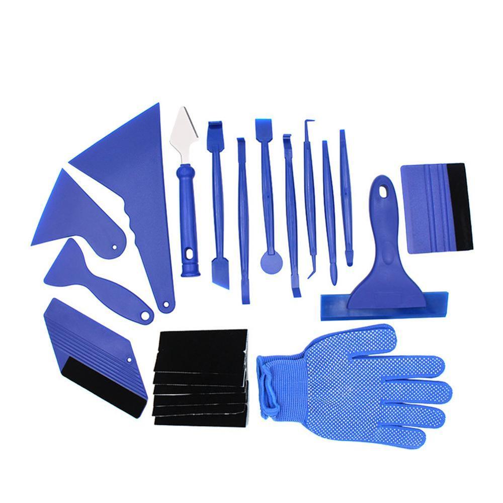 Carbon Fiber Car Tools Vinyl Wrap Film Sticker Wrapping Tool Installation Kit Auto Window Tint Foil Magnetic Squeegee Scraper: blue