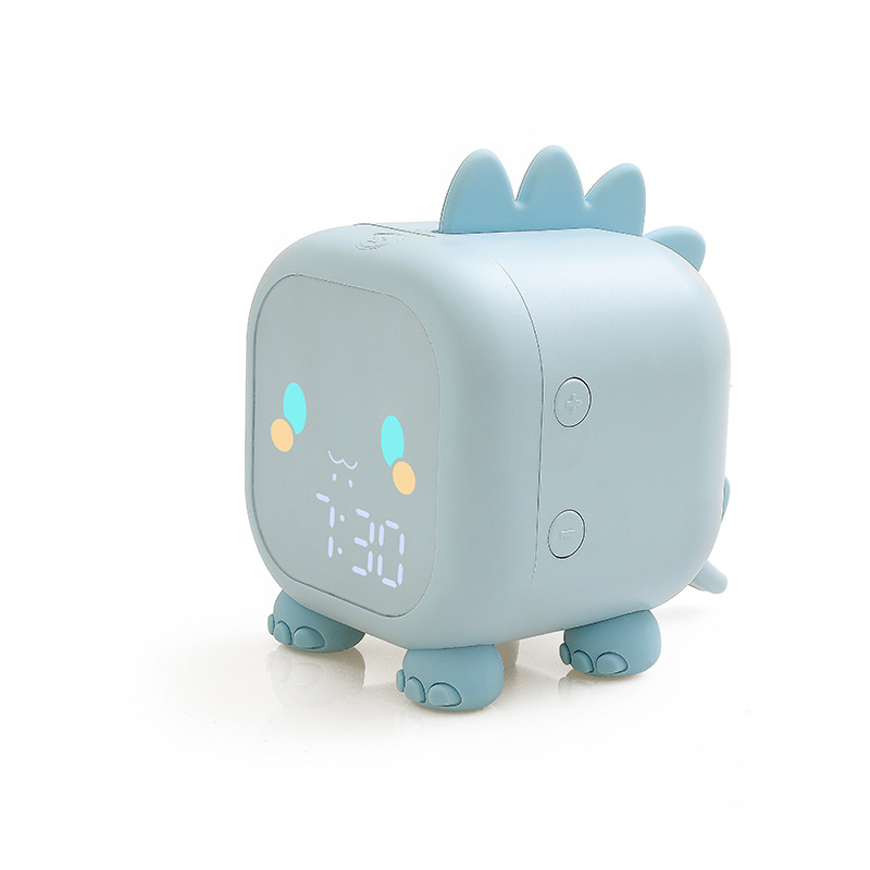 Leuke Cartoon Dinosaurus LED Digitale Wekker Wake Up Nachtlampje Relojes Desktop Decoratie Kinderen Slaap Trainer: Blauw