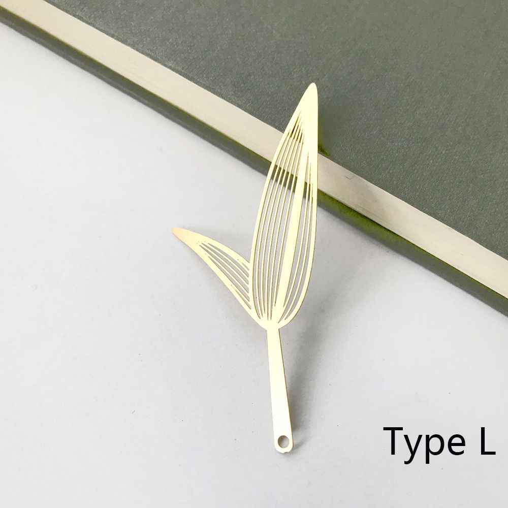 Metal Leaf Bookmark Hollowed Out Brass Leaf Vein Cultural Student Supplies Office School Stationery Accessories: L
