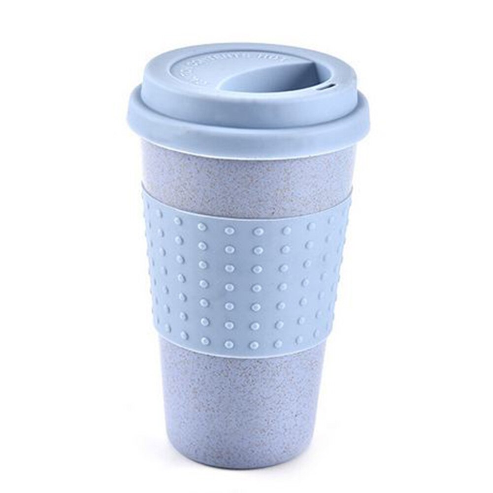 Portable Practical Reusable PP Biodegradable Wheat Straw Coffee Cups Eco Friendly Non-slip Solid Travel Car Mugs Useful Outdoor: Blue