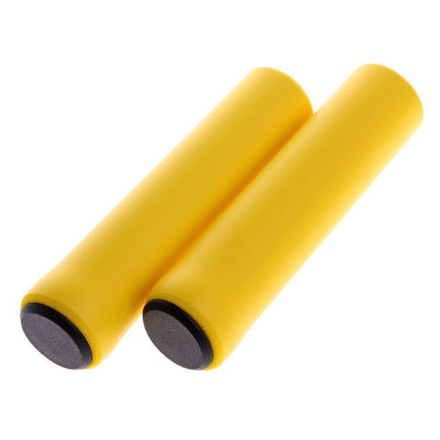 Empuñaduras de silicona para bicicleta de montaña, ultraligeras, suaves, antideslizantes, de fácil instalación, , 1 par: YELLOW