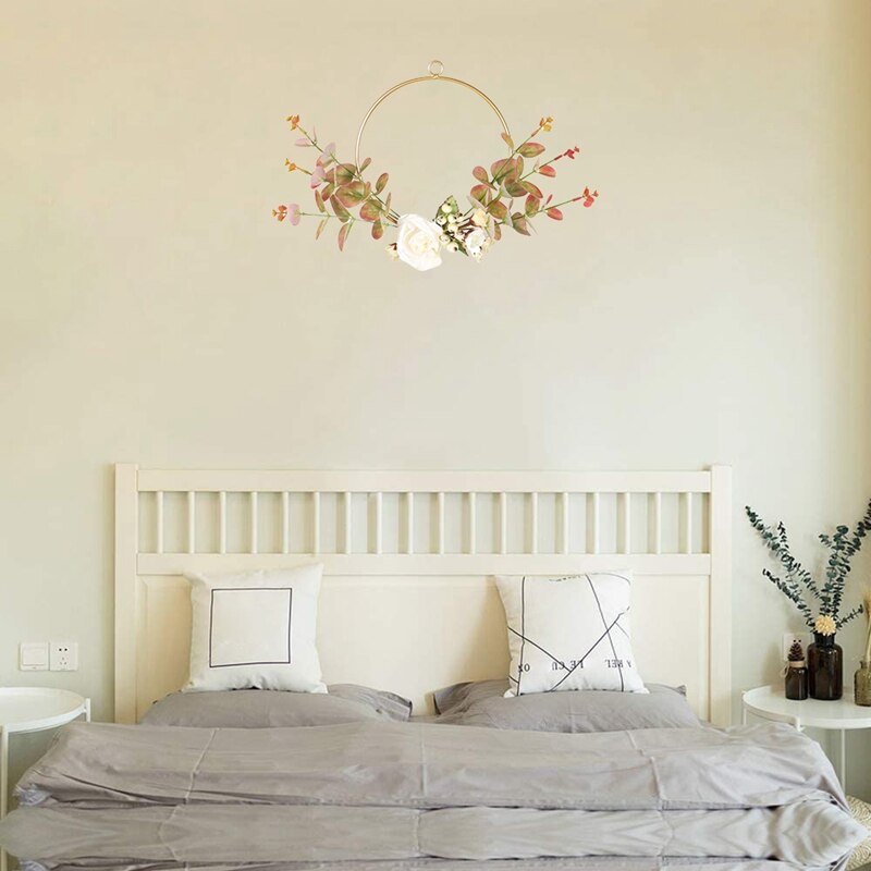 Bloemenkrans, metalen hangende kunstmatige eucalyptuskrans voor deurdecoraties, bruiloften, feesten en huisdecoraties