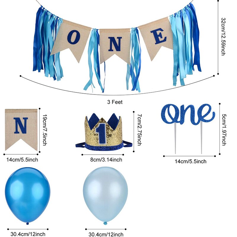 Dog first birthday party burlap banner cake topper pet hat crown for puppy dog birthday decorations