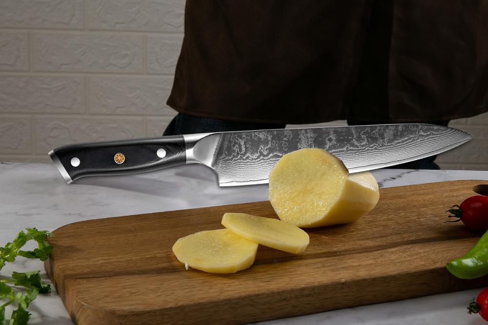 Japani  vg10 damaskusteräksinen keittiöveitsi  g10 kahva + luumun kukka paras kokkiveitsi terävä leikkuri santoku keittotyökalu