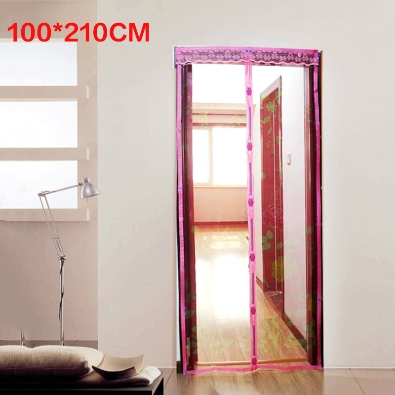 Magneettiraita kesä hyttysverhot salaus hyttysverkko kuviolla oven magneeteissa: Vaaleanpunainen / 90 x 210cm