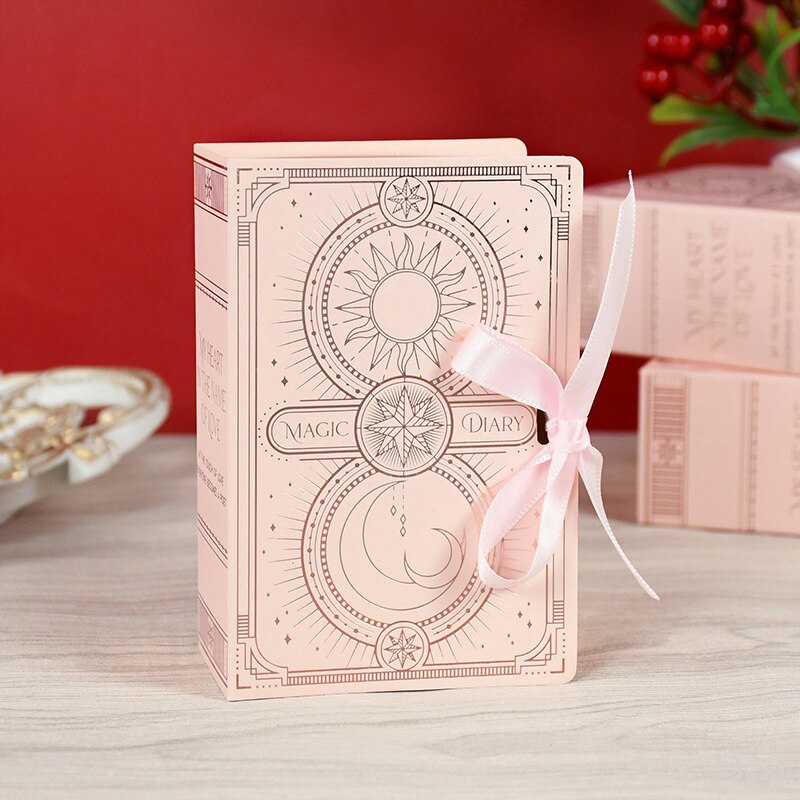 5Pcs Book Shape Candy Boxes with Ribbon Baby Shower Wedding Favors Box Home Birthday Party Decoration Supplies: T08