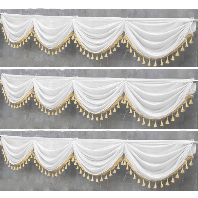 2 Meter Velvet Curtain Swag Tassel Table Cover Wedding Backdrop Table Skirts Stage Background Drapery Party Banquet Walls Decor: WHITE