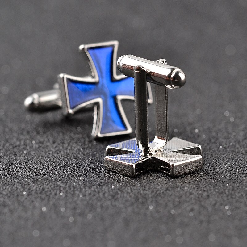 Emaille Cross Manchetknopen Mannen Shirt Blauw Zwart Manchetknopen Voor Mannen Knoppen Wedding Luxe Sieraden