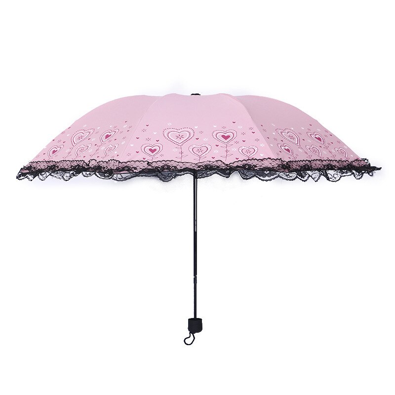 ! Paraguas plegable arqueado en forma de corazón de princesa de Kocotree, sombrilla de sol, sombrilla de encaje, sombrilla de lluvia para mujer, Guada chuva