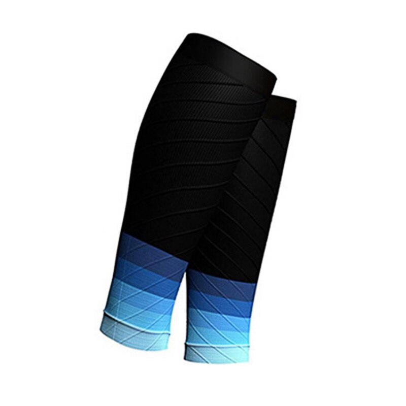 Unisex Running Cycling Football Guard Breathable Calf Sleeve Outdoor Sports Marathon Leg Warmers Gradient Color Trail: Blue