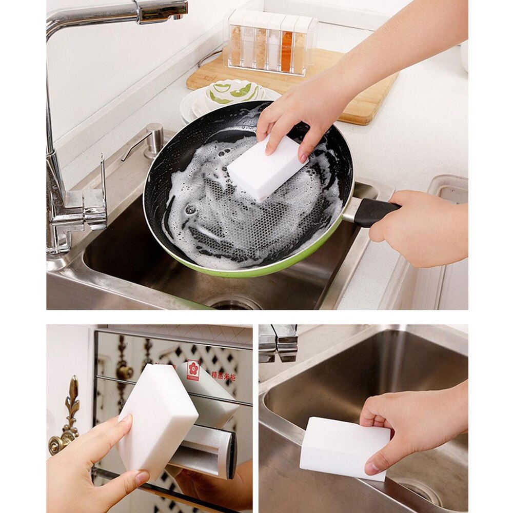 50pcs Extra High-density Durable Nano Cleaning Sponge Eraser Strong Decontamination Washing Brush (White)