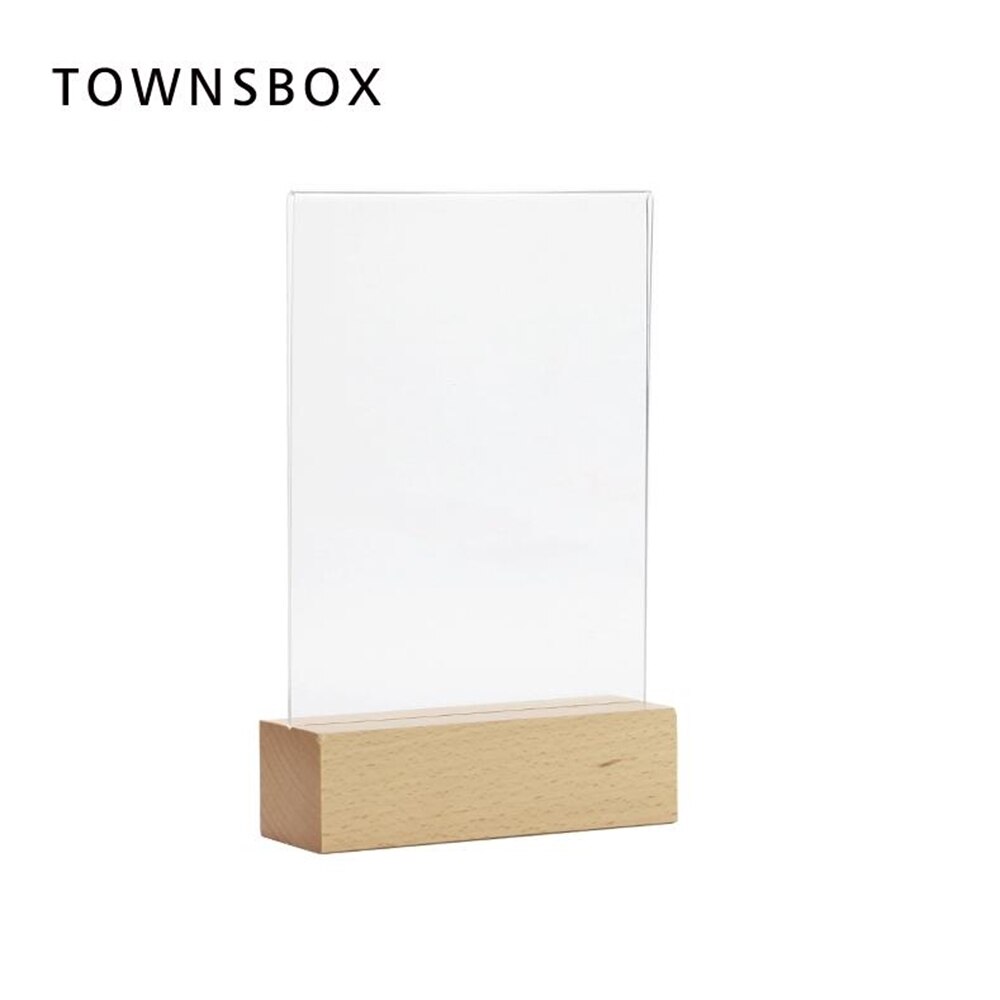 Houten Blok Frame A6 Acryl Frame Menu Kaarthouder Stand Tafel Voedsel Fotolijst Prijskaartje Display Bureau Teken Houder card Stand