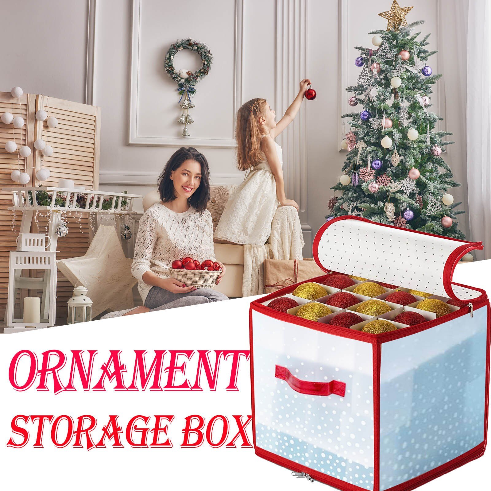 Ornement 64 grille boules boîte de rangement arbre de noël décoration boule organisateur sac pour noël fête décoration boîte Case grande taille