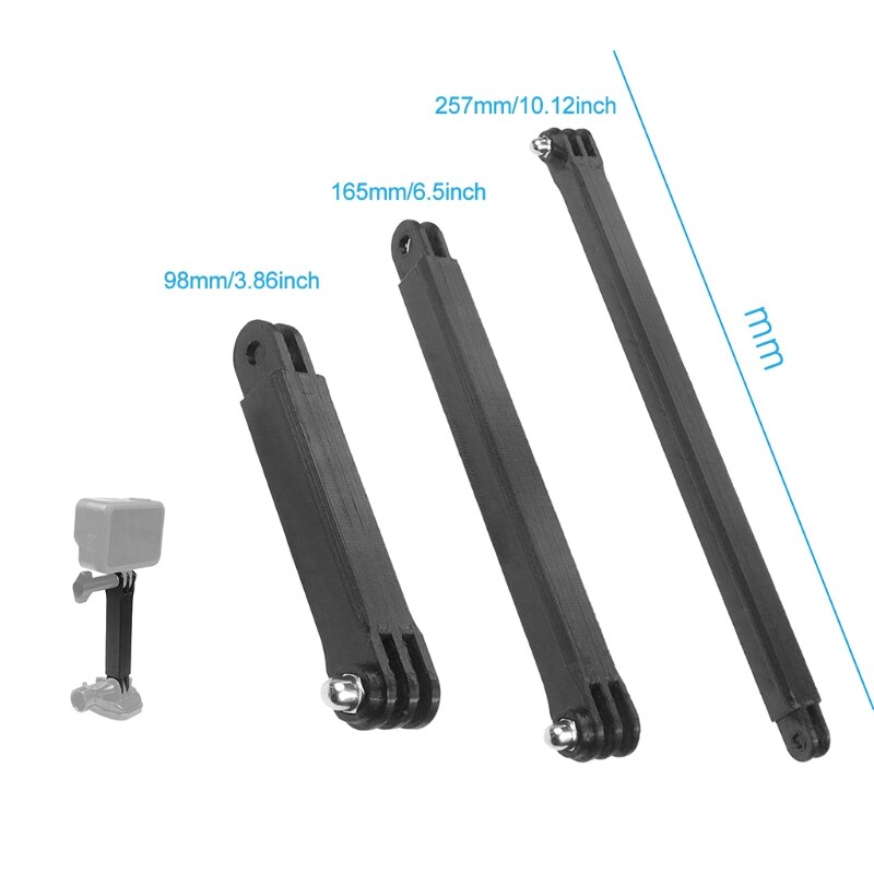 H052 Aluminum Alloy Extension Arm Metal Pole Helmet Selfie Hand Grip Rod Mount for Hero/Insta 360 One R/Osmo/EKEN/AKASO EK7000